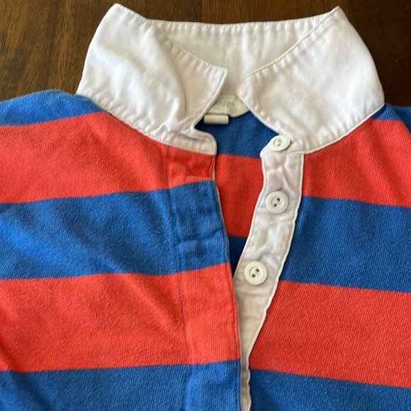 Lands’ End Canvas Rugby Stripe Shirt in Orange and Blue - Picture 3 of 6